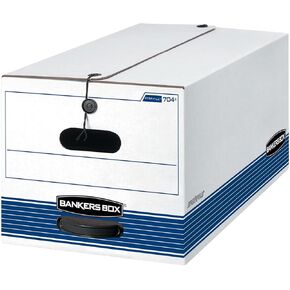 Bankers Box 20 Pack STOR/FILE Medium-Duty File Storage Boxes, FastFold, String and Button, Letter, White/Blue