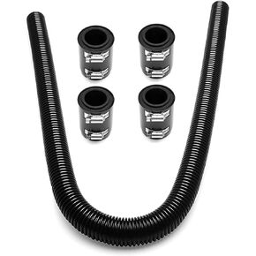 YESHMA Stainless Steel 48" Radiator Hose Flexible Coolant Water Hose Universal with 4 Chrome Caps (Black)