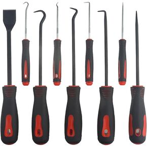 WMYCONGCONG 9 PCS Heavy Duty Pick and Hook Set Scraper Gasket Pick-Up Tool Hose Removal Puller for Automotive and Electronic Tool, Yellow or Red, Random Color