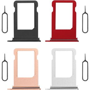 Risidamoy 4 Color SIM Card Tray Holder Slot Replacement for iPhone 8 Plus (Red/Gold/Space Gray/Silver) with Waterproof Rubber Seal Ring and Open Eject Pin for A1864 A1897 A1898 (Single Sim Version)