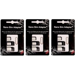 Cuziss Set of 3 Nano Sim Adapter and Micro Sim Adapter and Nano to Micro Adapter with a Sim Card Folder and a Needle Three Pack