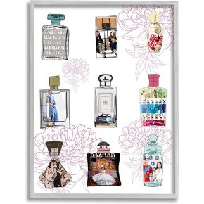 Stupell Industries Polished Perfume Stylish Luxury Fashion Flower Pattern Framed Wall Art, Design By Amelia Noyes
