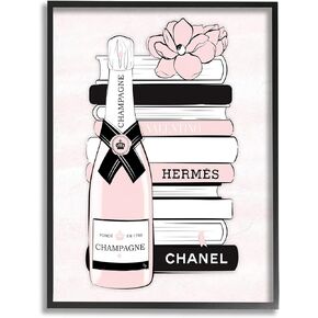 Stupell Industries Pastel Stacked Books Champagne Polished Glam Emblem Framed Wall Art, Design By Martina Pavlova