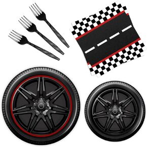 96 Pcs Race Car Plates and Napkins Party Supplies Race Car Birthday Party Decorations Race Car Party Favors Race Car Party Supplies for Boys