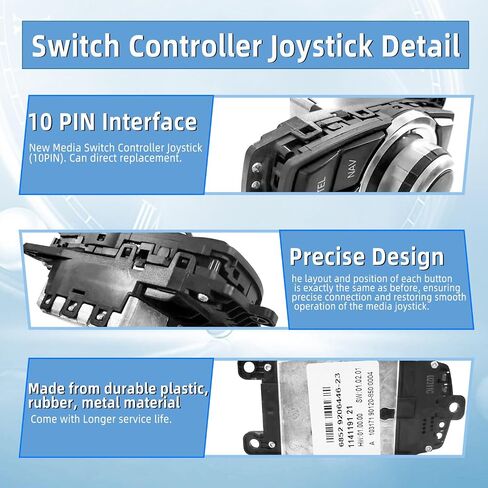 ARSTAK 9206444 عصا التحكم بمفتاح الوسائط i-Drive 10PIN يناسب BMW F07 F10 F11 F01 F02 F25 F04 Hybrid 2007-2017، 5 7 X3 Series 65829206446 65-82-9-206-446 65829206444 65829212451 in Kuwait