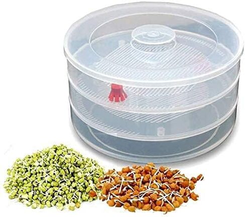 صانعة براعم صحية من 3 طبقات من بيليكسي، صندوق حاوية براعم طازجة لصناعة المنزل العضوي، صانعة براعم الفاصوليا مثالية للنمو في الأماكن المغلقة - 17 أونصة (500 مل) in Kuwait