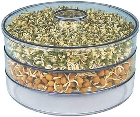 صانعة براعم صحية من 3 طبقات من بيليكسي، صندوق حاوية براعم طازجة لصناعة المنزل العضوي، صانعة براعم الفاصوليا مثالية للنمو في الأماكن المغلقة - 17 أونصة (500 مل) in Kuwait