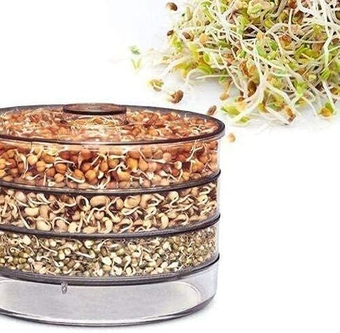 صانعة براعم صحية من 3 طبقات من بيليكسي، صندوق حاوية براعم طازجة لصناعة المنزل العضوي، صانعة براعم الفاصوليا مثالية للنمو في الأماكن المغلقة - 17 أونصة (500 مل) in Kuwait