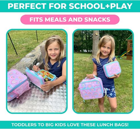 Bento Lunch Box with Thermos for Kids Set, Insulated Lunch Bag with Ice Pack, Stainless Steel Food Jar for Hot Soup, Boxes with 4 Compartments, Purple Rainbow in Saudi Arabia