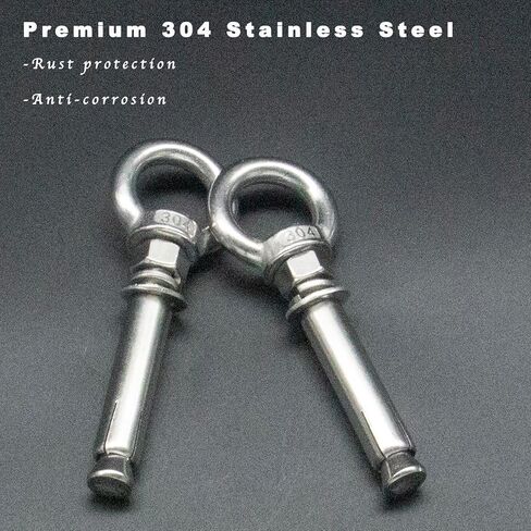 Incontesta 2 Pcs M12X100mm Eye Bolt with Nut Washer 304 Stainless Steel Shoulder Lifting Ring Hanging Item Expansion Screw with Eye Ring Anchor for Lifting in Saudi Arabia