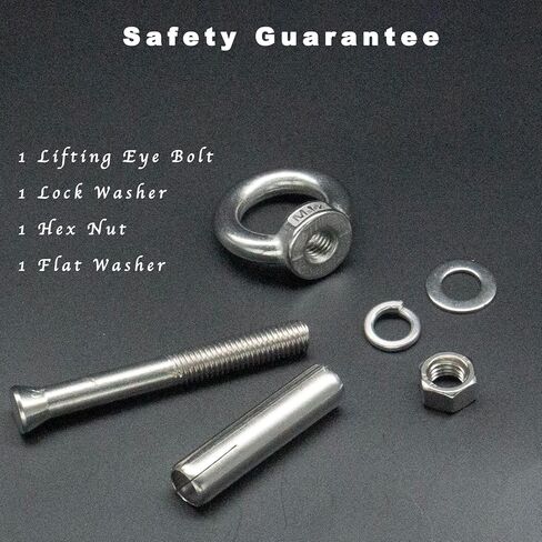Incontesta 2 Pcs M12X100mm Eye Bolt with Nut Washer 304 Stainless Steel Shoulder Lifting Ring Hanging Item Expansion Screw with Eye Ring Anchor for Lifting in Saudi Arabia