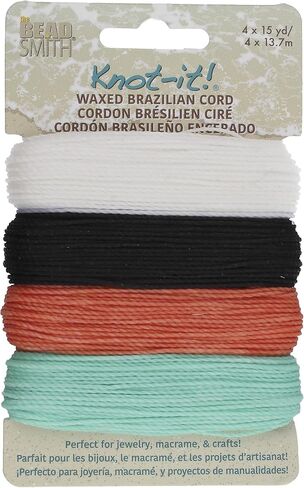 The Beadsmith Knot It Waxed Polyester Cord – Ocean Dreams – 1mm Diameter – 4 Cords, 15 Yards Each – Make Jewelry, Macrame, Friendship Bracelets and DIY Crafts in Saudi Arabia