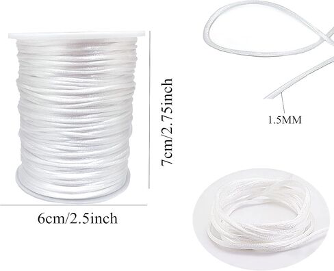 1.5mm Satin Nylon Trim Cord, 263Feet Rattail Beading String Cord for Arts and Crafts, Macrame Bracelets, Necklaces,DIY, Jewelry Making(Black) in Saudi Arabia