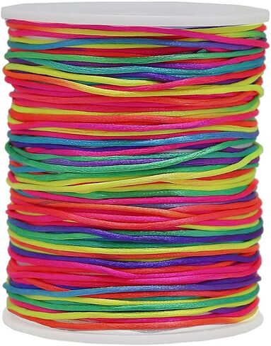 1.5mm Satin Nylon Trim Cord, 263Feet Rattail Beading String Cord for Arts and Crafts, Macrame Bracelets, Necklaces,DIY, Jewelry Making(Black) in Saudi Arabia