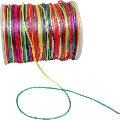 1.5mm Satin Nylon Trim Cord, 263Feet Rattail Beading String Cord for Arts and Crafts, Macrame Bracelets, Necklaces,DIY, Jewelry Making(Black) in Saudi Arabia