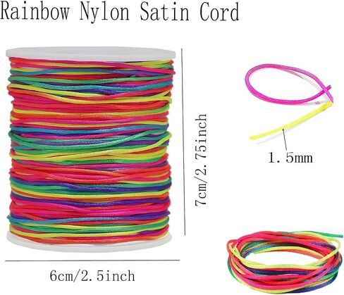 1.5mm Satin Nylon Trim Cord, 263Feet Rattail Beading String Cord for Arts and Crafts, Macrame Bracelets, Necklaces,DIY, Jewelry Making(Black) in Saudi Arabia
