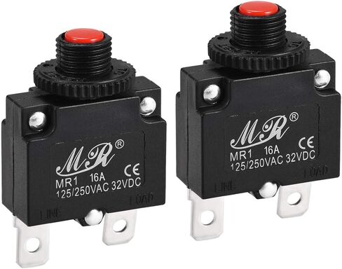 uxcell Thermal Circuit Breakers 16A 125/250V AC 32V DC Push Button Manual Reset Overload Protector Switch 2 Pcs in Saudi Arabia