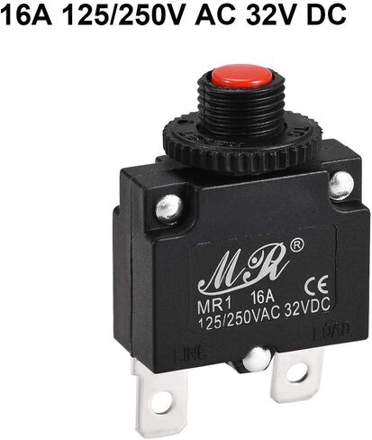 uxcell Thermal Circuit Breakers 16A 125/250V AC 32V DC Push Button Manual Reset Overload Protector Switch 2 Pcs in Saudi Arabia