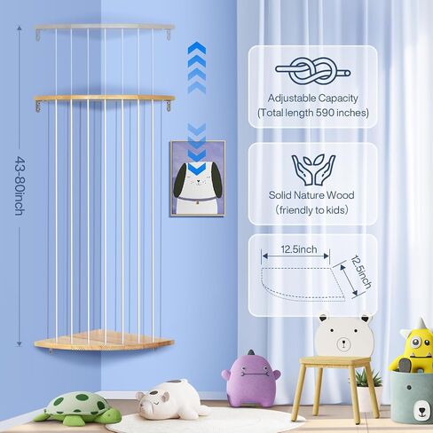 DoubleCare Corner Stuffed Animal Storage Toy Storage Organizer - Stuffed Animal Holder for Kids room for Plushie Toys with Adjustable Length Large Plush Toys for Nursery Play Room Bedroom Kid Room in Saudi Arabia