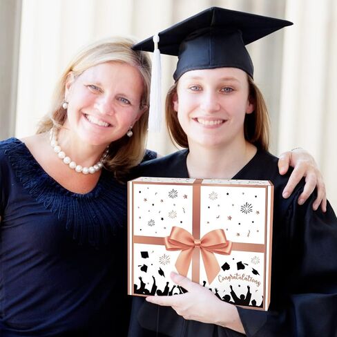 Graduation Gift Set for Her Congratulations Present Box for Girl Women Girlfriend Sister Coffee Mugs Socks Key Chain Candle Card Rose Gold in Saudi Arabia