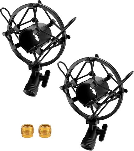 QWORK Microphone Shock Mount with Anti, Fits 28mm-32mm Mics, Vibration Noise Reduction, Adjustable for Recording, Podcasting, Live Performance, 2 Pcs in Saudi Arabia