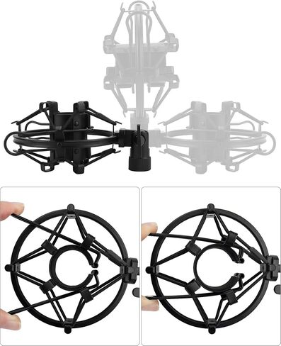 QWORK Microphone Shock Mount with Anti, Fits 28mm-32mm Mics, Vibration Noise Reduction, Adjustable for Recording, Podcasting, Live Performance, 2 Pcs in Saudi Arabia