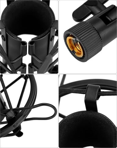 QWORK Microphone Shock Mount with Anti, Fits 28mm-32mm Mics, Vibration Noise Reduction, Adjustable for Recording, Podcasting, Live Performance, 2 Pcs in Saudi Arabia