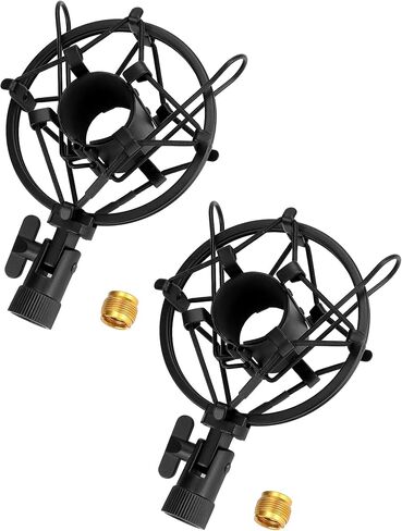 QWORK Microphone Shock Mount with Anti, Fits 28mm-32mm Mics, Vibration Noise Reduction, Adjustable for Recording, Podcasting, Live Performance, 2 Pcs in Saudi Arabia