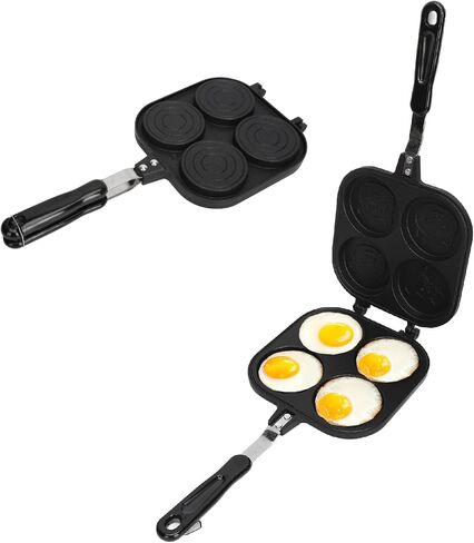 Double Sided Pancake Pan, Aluminum Alloy Non Stick Coating Pan for Fluffy Waffles, Portable High Efficiency Pancake Pan for Outdoor Cooking Camping Picnics in Saudi Arabia