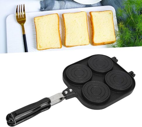 Double Sided Pancake Pan, Aluminum Alloy Non Stick Coating Pan for Fluffy Waffles, Portable High Efficiency Pancake Pan for Outdoor Cooking Camping Picnics in Saudi Arabia