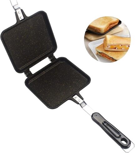 Double-sided Frying Pan, Non-stick Tortillas Sandwich Maker Pan with Handles, Aluminum Alloy Flip Tray Barbecue Plate Waffle Pancake Snack Griddle Pan for Breakfast in Saudi Arabia