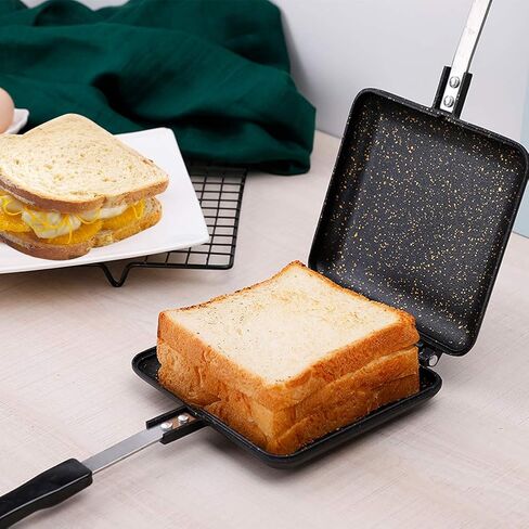 Double-sided Frying Pan, Non-stick Tortillas Sandwich Maker Pan with Handles, Aluminum Alloy Flip Tray Barbecue Plate Waffle Pancake Snack Griddle Pan for Breakfast in Saudi Arabia