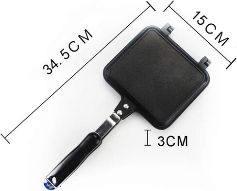 Double-sided Frying Pan, Non-stick Tortillas Sandwich Maker Pan with Handles, Aluminum Alloy Flip Tray Barbecue Plate Waffle Pancake Snack Griddle Pan for Breakfast in Saudi Arabia