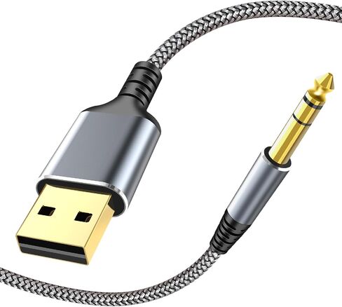 كابل صوت ستيريو USB إلى 1/4 بوصة TRS، محول صوت ذكر 4FT USB A إلى 6.35 مم 1/4 بوصة للكمبيوتر المحمول والنوافذ والكمبيوتر الشخصي ومكبر الصوت ومكبر الصوت وسماعات الرأس، ملاحظة: لا ينطبق على التسجيل والشاحنة ومنافذ USB للتلفزيون in Kuwait