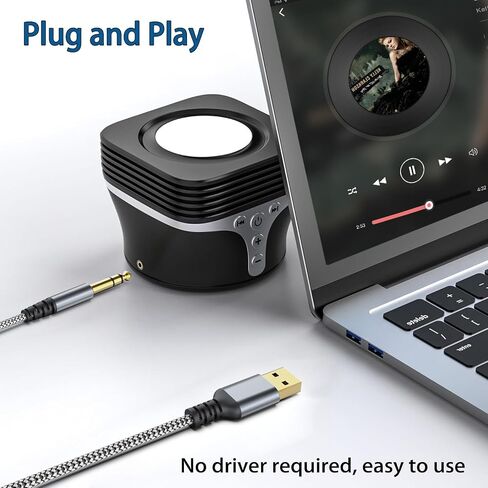 كابل صوت ستيريو USB إلى 1/4 بوصة TRS، محول صوت ذكر 4FT USB A إلى 6.35 مم 1/4 بوصة للكمبيوتر المحمول والنوافذ والكمبيوتر الشخصي ومكبر الصوت ومكبر الصوت وسماعات الرأس، ملاحظة: لا ينطبق على التسجيل والشاحنة ومنافذ USB للتلفزيون in Kuwait