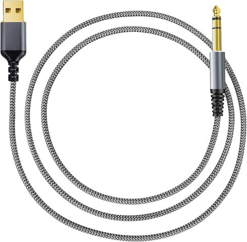 كابل صوت ستيريو USB إلى 1/4 بوصة TRS، محول صوت ذكر 4FT USB A إلى 6.35 مم 1/4 بوصة للكمبيوتر المحمول والنوافذ والكمبيوتر الشخصي ومكبر الصوت ومكبر الصوت وسماعات الرأس، ملاحظة: لا ينطبق على التسجيل والشاحنة ومنافذ USB للتلفزيون in Kuwait