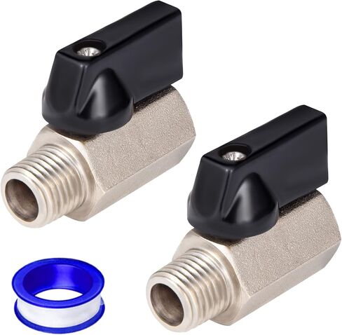 Breezliy 2 قطعة 1/4 "النحاس صمام كروي صغير NPT أنثى x ذكر صمام الإغلاق ، 1/4 بوصة NPT الغاز ، صمام إغلاق خط المياه in Kuwait
