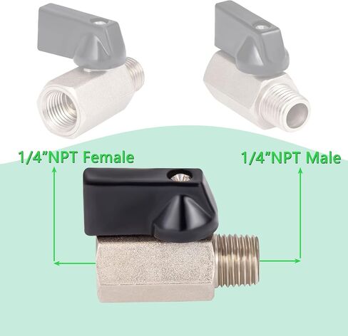 Breezliy 2 قطعة 1/4 "النحاس صمام كروي صغير NPT أنثى x ذكر صمام الإغلاق ، 1/4 بوصة NPT الغاز ، صمام إغلاق خط المياه in Kuwait