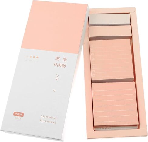 Pink 1 Box Sticky Notes Set Self-Stick Note Pads Sheets Pastel Sticky Note Pads Self-Stick Index Tabs Cute Memo Notepads for School Office and Home in Saudi Arabia