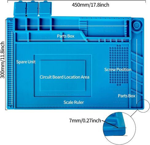 Kaisi S-130 Insulation Silicone Soldering Mat Repair Mat, Heat Resistant Silicone Work Mat 932°F with Scale Ruler and Screw Position for Soldering, CellPhone Electronics Repair, Size: 13.8 x 9.8 inch in Saudi Arabia
