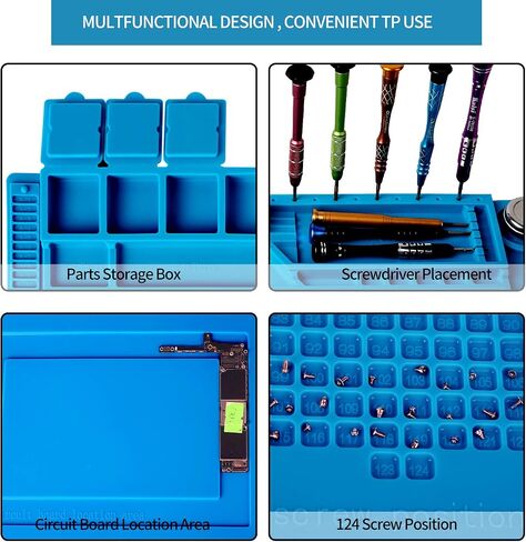 Kaisi S-130 Insulation Silicone Soldering Mat Repair Mat, Heat Resistant Silicone Work Mat 932°F with Scale Ruler and Screw Position for Soldering, CellPhone Electronics Repair, Size: 13.8 x 9.8 inch in Saudi Arabia