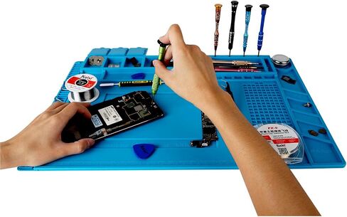 Kaisi S-130 Insulation Silicone Soldering Mat Repair Mat, Heat Resistant Silicone Work Mat 932°F with Scale Ruler and Screw Position for Soldering, CellPhone Electronics Repair, Size: 13.8 x 9.8 inch in Saudi Arabia
