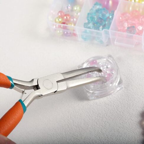 Long Needle Nose Pliers 7 Inches Extra Long Reach Bent Needle Nose Pliers with Serrated Jaw Lanyard Curved Handle Jewelry Pliers For Jewelry Making, Bending Wire and Small Object Gripping in Kuwait
