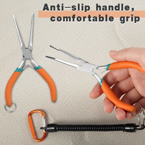 Long Needle Nose Pliers 7 Inches Extra Long Reach Bent Needle Nose Pliers with Serrated Jaw Lanyard Curved Handle Jewelry Pliers For Jewelry Making, Bending Wire and Small Object Gripping in Kuwait