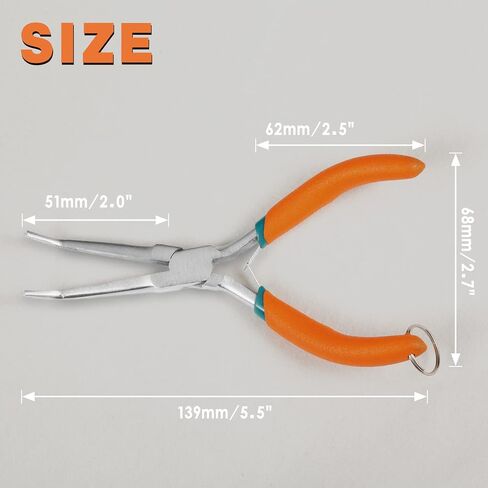 Long Needle Nose Pliers 7 Inches Extra Long Reach Bent Needle Nose Pliers with Serrated Jaw Lanyard Curved Handle Jewelry Pliers For Jewelry Making, Bending Wire and Small Object Gripping in Kuwait