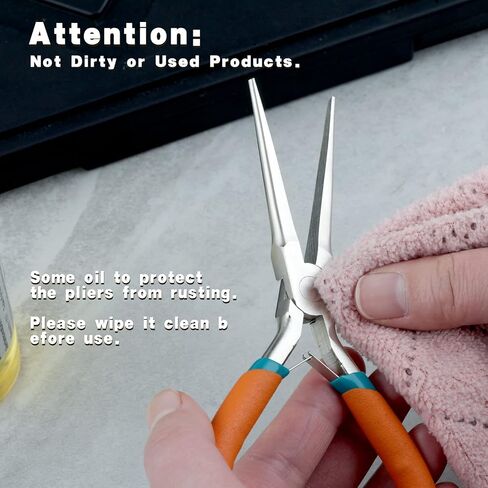 Long Needle Nose Pliers 7 Inches Extra Long Reach Bent Needle Nose Pliers with Serrated Jaw Lanyard Curved Handle Jewelry Pliers For Jewelry Making, Bending Wire and Small Object Gripping in Kuwait