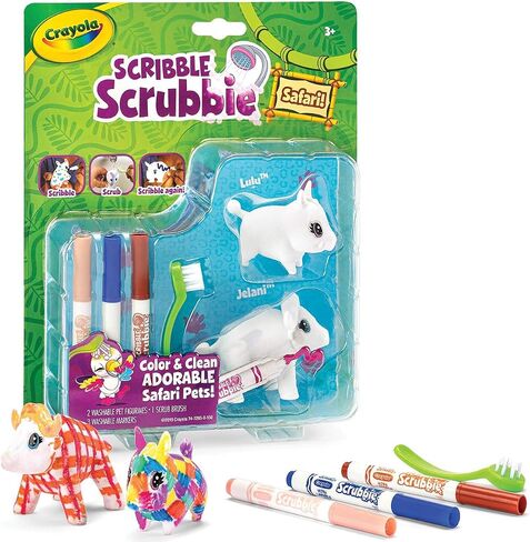 Crayola Scribble Scrubbie Safari Animals, Rhino and Hippo, 2 Count, Creative Toy, Gift for Kids, Age 3, 4, 5, 6 in Saudi Arabia