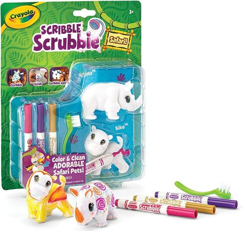 Crayola Scribble Scrubbie Safari Animals, Rhino and Hippo, 2 Count, Creative Toy, Gift for Kids, Age 3, 4, 5, 6 in Saudi Arabia