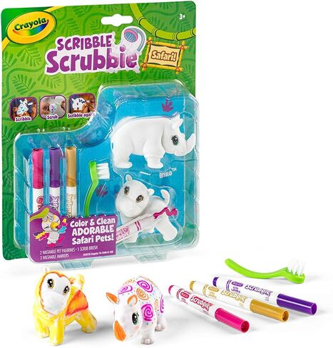Crayola Scribble Scrubbie Safari Animals, Rhino and Hippo, 2 Count, Creative Toy, Gift for Kids, Age 3, 4, 5, 6 in Saudi Arabia