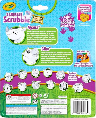 Crayola Scribble Scrubbie Safari Animals, Rhino and Hippo, 2 Count, Creative Toy, Gift for Kids, Age 3, 4, 5, 6 in Saudi Arabia